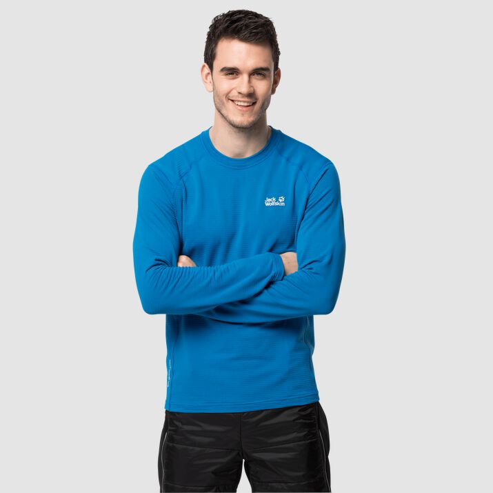 Camiseta Manga Larga Jack Wolfskin Infinite Hombre Azules Mexico-3162897